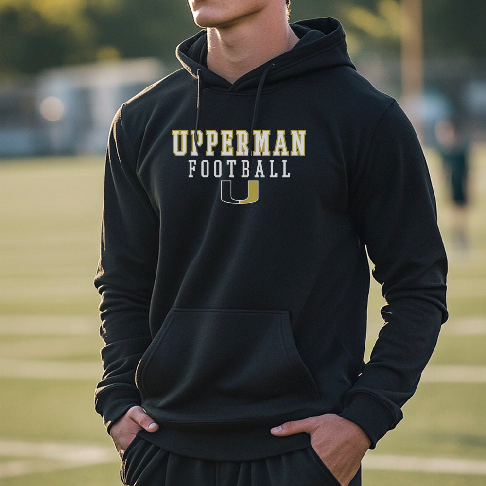 SALE-"Upperman Football" Hoodie, Black