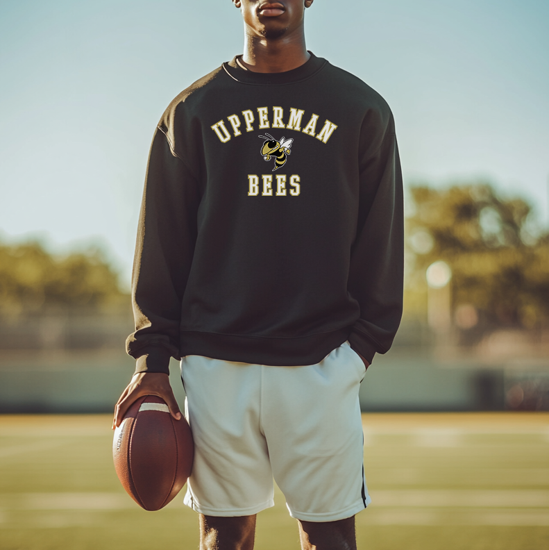 "Upperman Bees" Crewneck Sweatshirt, Black